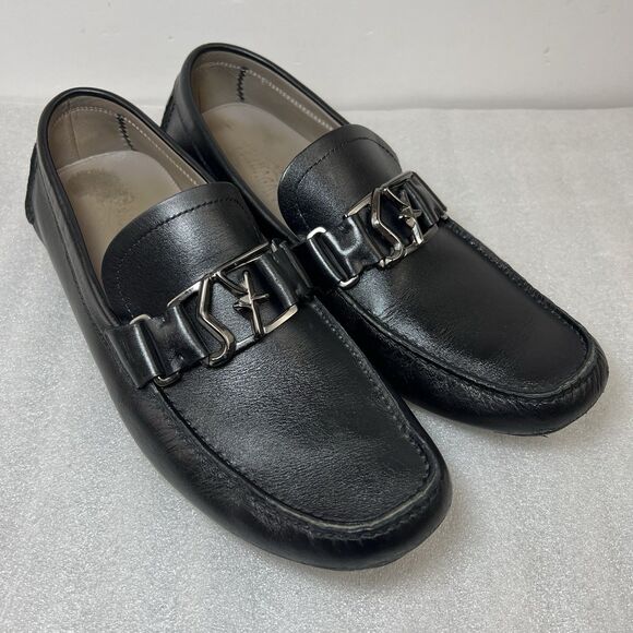 Salvatore Ferragamo PETER SF Logo Black Leather Mens Drivers Loafers Shoes 9.5D main image 8